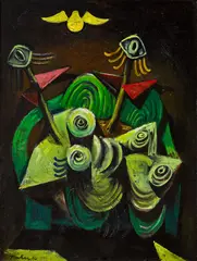 Albert Tucker, Image of Modern Evil 29 1946, 1946, oil on cotton gauze on cardboard