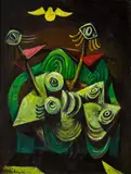 Albert Tucker, Image of Modern Evil 29 1946, 1946, oil on cotton gauze on cardboard
