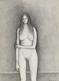 John Brack, Study for Standing Nude 1970, 1970, conté on paper