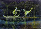 Sidney Nolan, Man and Bird (New Guinea Series), oil on paper on board