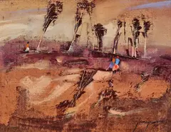 (Evening Walk – Three) 1990 by Robert Juniper, 1990, oil and acrylic on canvas on board, sold Oct 2017