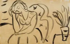 Tony Tuckson, (Seated Woman) (circa 1950), 1950, ink and wash on paper