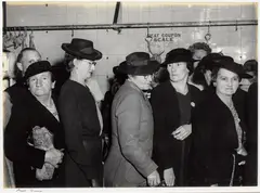 Meat Queue 1946, printed later by Max Dupain, 1946, silver gelatin photograph, sold Oct 2017