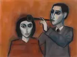 Robert Dickerson, Man with Trumpet, pastel on paper