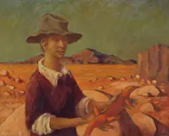 Russell Drysdale, Boy with a Lizard (1966), 1966, oil on canvas