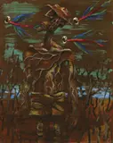 Explorer l 1965 by Albert Tucker, 1965, synthetic polymer paint on composition board, offered Aug 2017