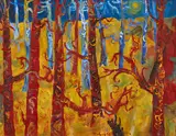 Jon Molvig, Landscape 1960, 1960, oil and enamel paint on composition board