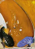 In the Bottom Park at Lavender Bay there is a Jacaranda and a Gardenia Tree (1984-1985) by Brett Whiteley, 1984-1985, oil and collage on board, sold Aug 2017