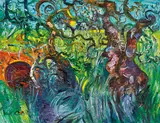 John Perceval, Yellow Sunset and the Knotted Gum Tree 1968, 1968, oil on canvas