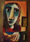 Portrait of a Woman (circa 1955) by Charles Blackman, 1955, oil on paper on board, sold Aug 2017