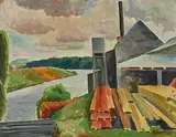 Roland Wakelin, Sawmill at Kempsey 1932, 1932, oil on board