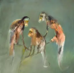 Sidney Nolan, Three Monkeys 1963, 1963, oil on composition board