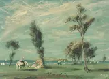 Wangi Landscape by William Dobell, oil on composition board, sold Aug 2017