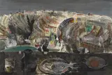 Still Life with Paddington Landscape by Donald Friend, watercolour, ink and gouache on paper, sold Aug 2017