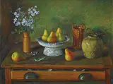 Margaret Olley, Plumbago and Pears (circa 1980)