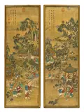 Jiao Bingzhen, Hundred Boys' at play, ink and colour on silk, a pair framed