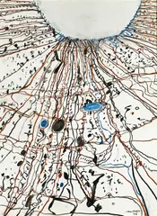John Olsen, The Simpson Desert Joining Lake Eyre 1977, 1977, pastel on card