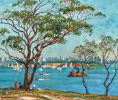 Charles David Jones Bryant, Sydney Harbour, oil on canvas on board