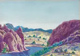 Oscar Namatjira, Central Australian Gorge, watercolour on paper