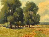 W. Lister Lister, (Landscape with Cattle), watercolour on paper on board