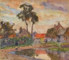 David Davies, (Figure walking along a Path), watercolour on paper