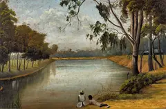 Phillip Lee, (Fishing on the River) 1891, 1891, oil on pulpboard