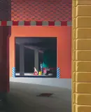 Jeffrey Smart, Garage in Via Mantellate (1976)