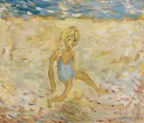 Arthur Boyd, Child Sitting on a Beach (1938)