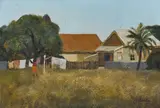 Backyards, Thursday Island by Ray Crooke, oil on canvas on board, offered May 2017