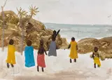 Islanders on Beach by Ray Crooke, oil on wood, offered May 2017