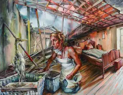 Justine Otto, "falscher hase", 2012, Öl auf Leinwand