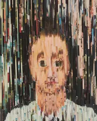 Manfred Peckl, "Hans", 2009, Papiercollage und UV-Lack auf Holz