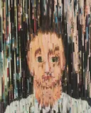 Manfred Peckl, "Hans", 2009, Papiercollage und UV-Lack auf Holz