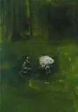 Jochen Plogsties, "10.10" (Fisch vor Grün), 2010, Öl auf Leinwand