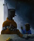 Paul Pretzer, "Der Homie und der Holz", 2008, Öl auf Holz