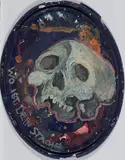 Aaron Rahe, "Klischeedel", 2011, Acryl, Öl auf Plastikdeckel