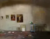 Johannes Rochhausen, "Atelierwand", 2012, Öl und Eitempera auf Leinwand