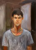 Johannes Rochhausen, "Selbstportrait", 2012, Öl und Eitempera auf Leinwand