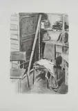 "Ecke mit Schrank" by Johannes Rochhausen, 2010, Lithografie auf Papier, sold Feb 2020