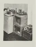 "Küche" by Johannes Rochhausen, 2010, Lithografie auf Bütten, sold Feb 2020