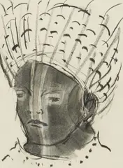 Claudia Rossger, "heads 04", 2007, Kohle auf Papier