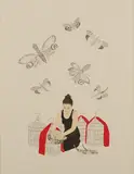 Nikola Röthemeyer, FrauenZimmer No. 45 (Laternenträger), 2010, Farbstift und Grafit auf Papier