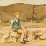 Gideon Rubin, Girl Seating, 2009, Öl auf Holz