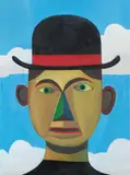 Ohne Titel (Mann mit Hut) by Christoph Ruckhäberle, 2008, Öl auf Leinwand, sold Oct 2019