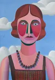 Ohne Titel (Frau mit Perlenkette) by Christoph Ruckhäberle, 2008, Öl auf Leinwand, sold Oct 2019