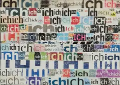 Peter Ruehle, Ich, 2010, Klebeband und Druckfarbe auf Maltafel