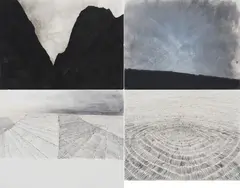 Martin Schepers, "Los Angeles" (4-tlg. Konvolut), 2007, Tusche, Kohle und Bleistift auf Papier