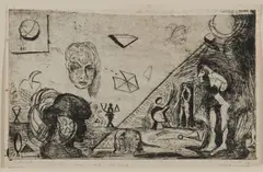 Cornelia Schleime, Ohne Titel, 1984, Kaltnadelradierung auf chamoisfarbenem Velin