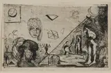 Cornelia Schleime, Ohne Titel, 1984, Kaltnadelradierung auf chamoisfarbenem Velin
