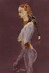 Cornelia Schleime, Ohne Titel, 2009, Gouache und Lack auf rotbraunem Papier